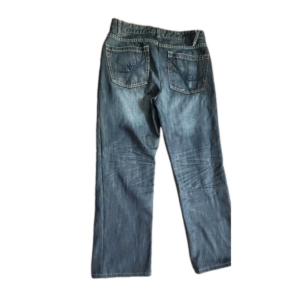 Kenneth Cole JEANS Men's 32‎ X30 Dark Wash Denim With Fading. Model Is 5.8"150 - Picture 7 of 11